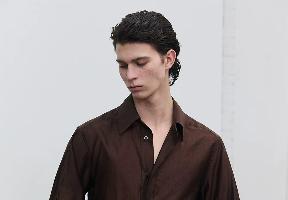 Fluid Sheen Tailored Long-Sleeve Shirt product view 6