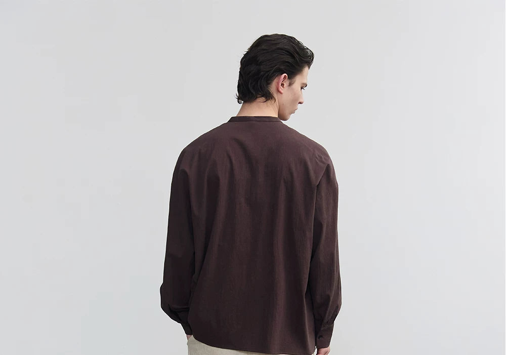 Ribbon-Tie Relaxed Long-Sleeve Shirt product view 5