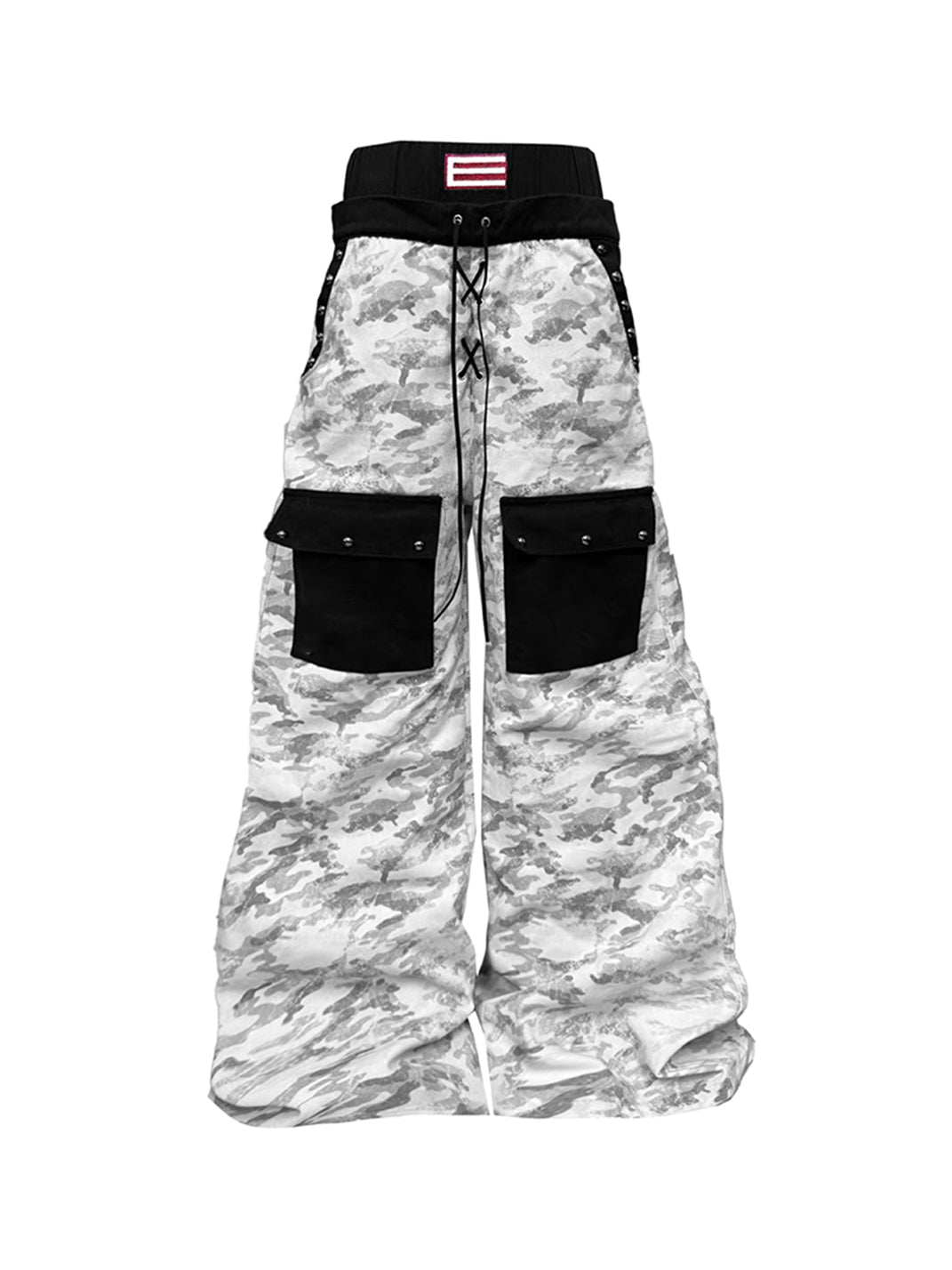 Camouflage Double-Waist Wide-Leg Jeans