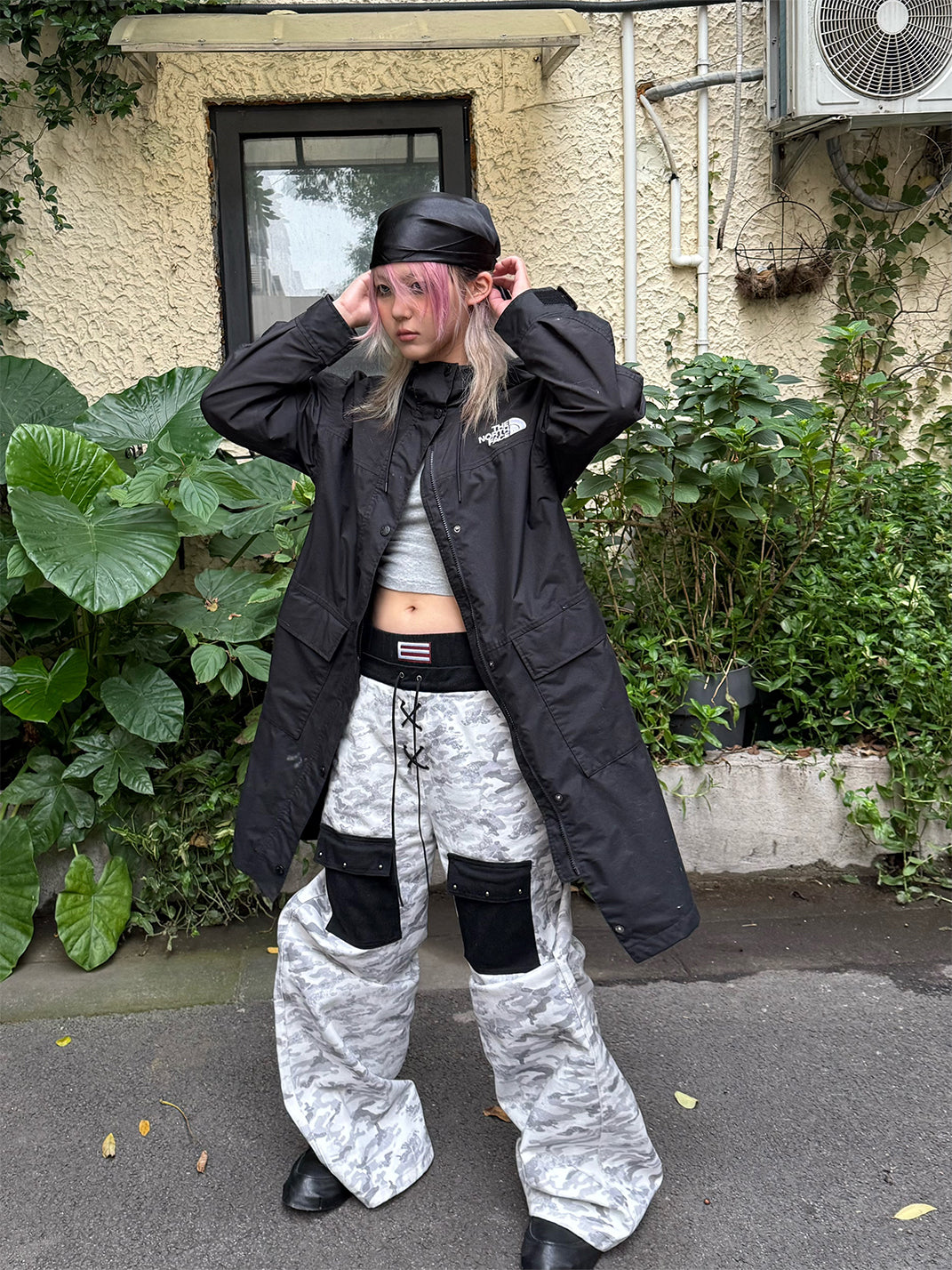Camouflage Double-Waist Wide-Leg Jeans - View 2