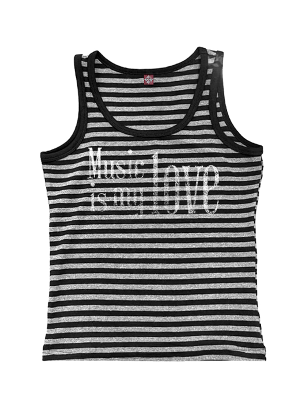 Slogan-Stripe Fitted Cotton Tank Top