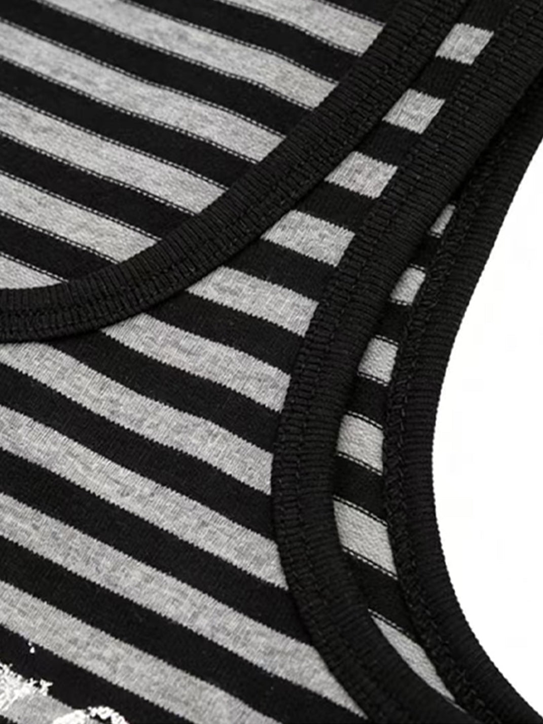 Slogan-Stripe Fitted Cotton Tank Top - View 5