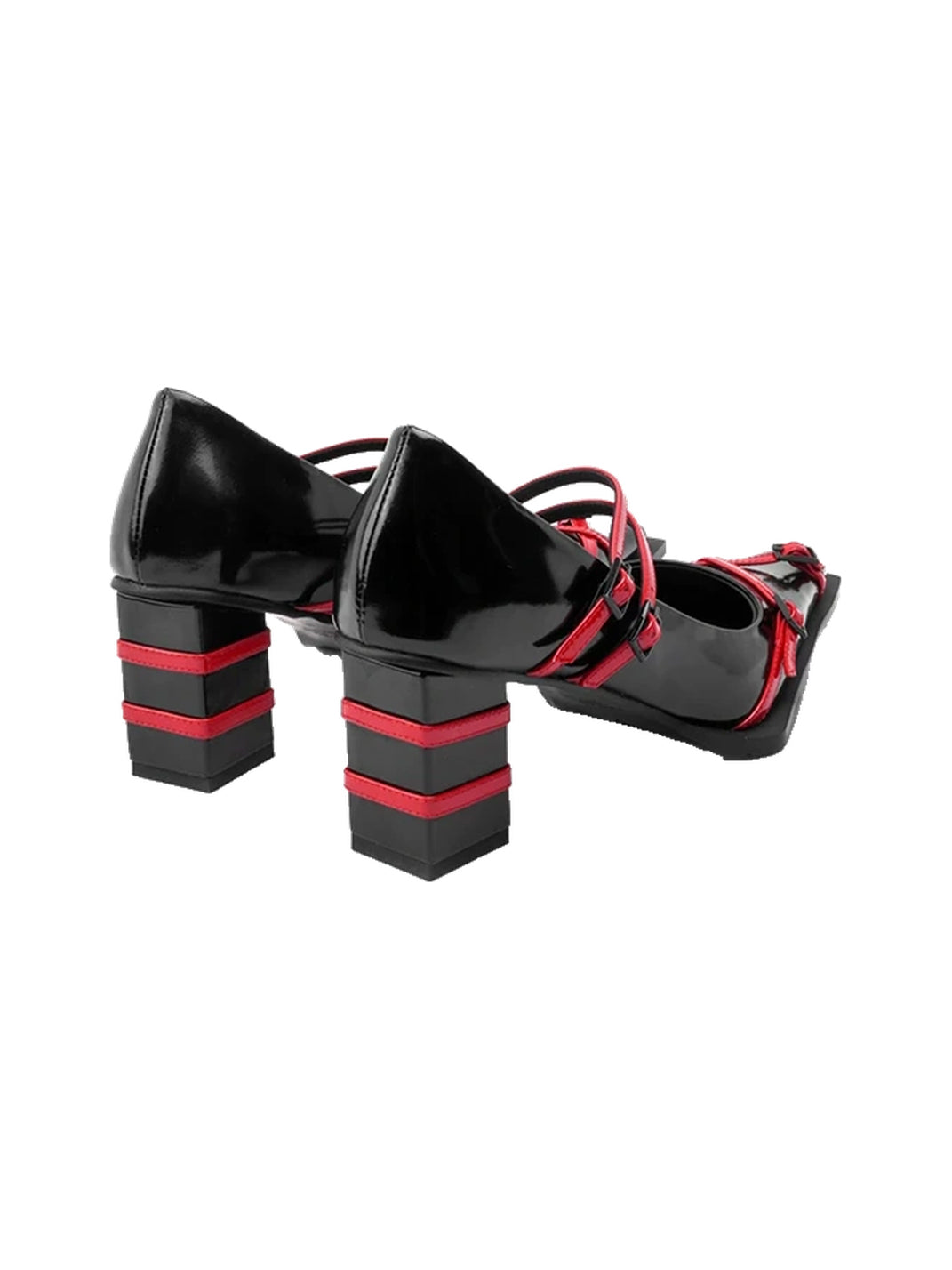 Red-Strap Square-Toe Block-Heel Mary Janes - view 7