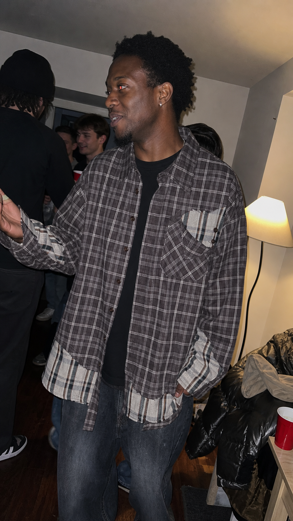 Distressed Patchwork Check Shirt UGC house party