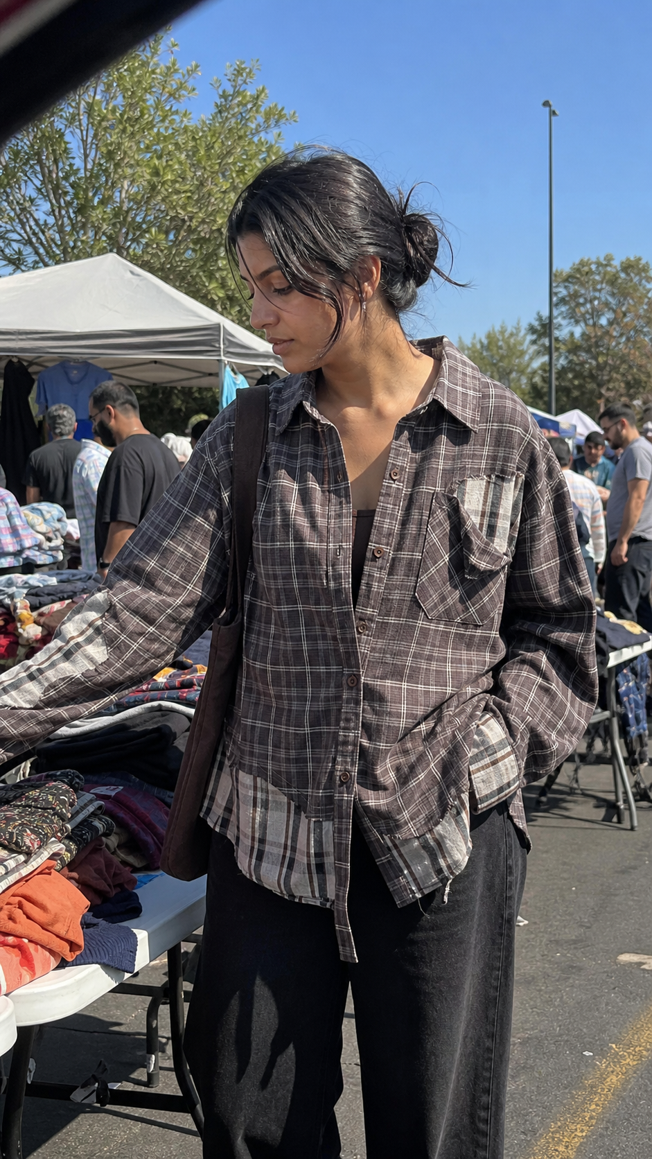 Distressed Patchwork Check Shirt UGC flea market