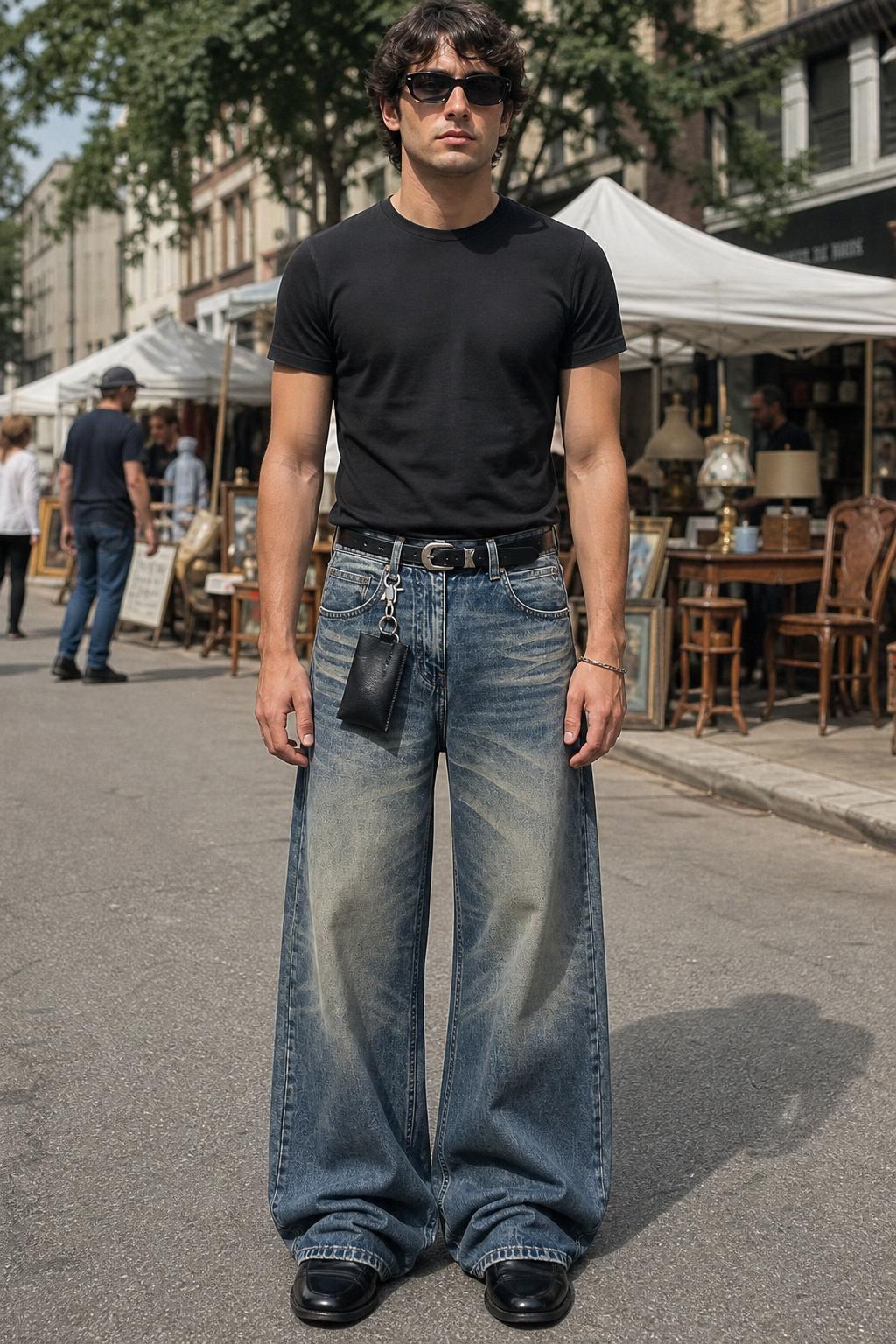 Distressed Wide Denim Jeans male UGC showcase 1