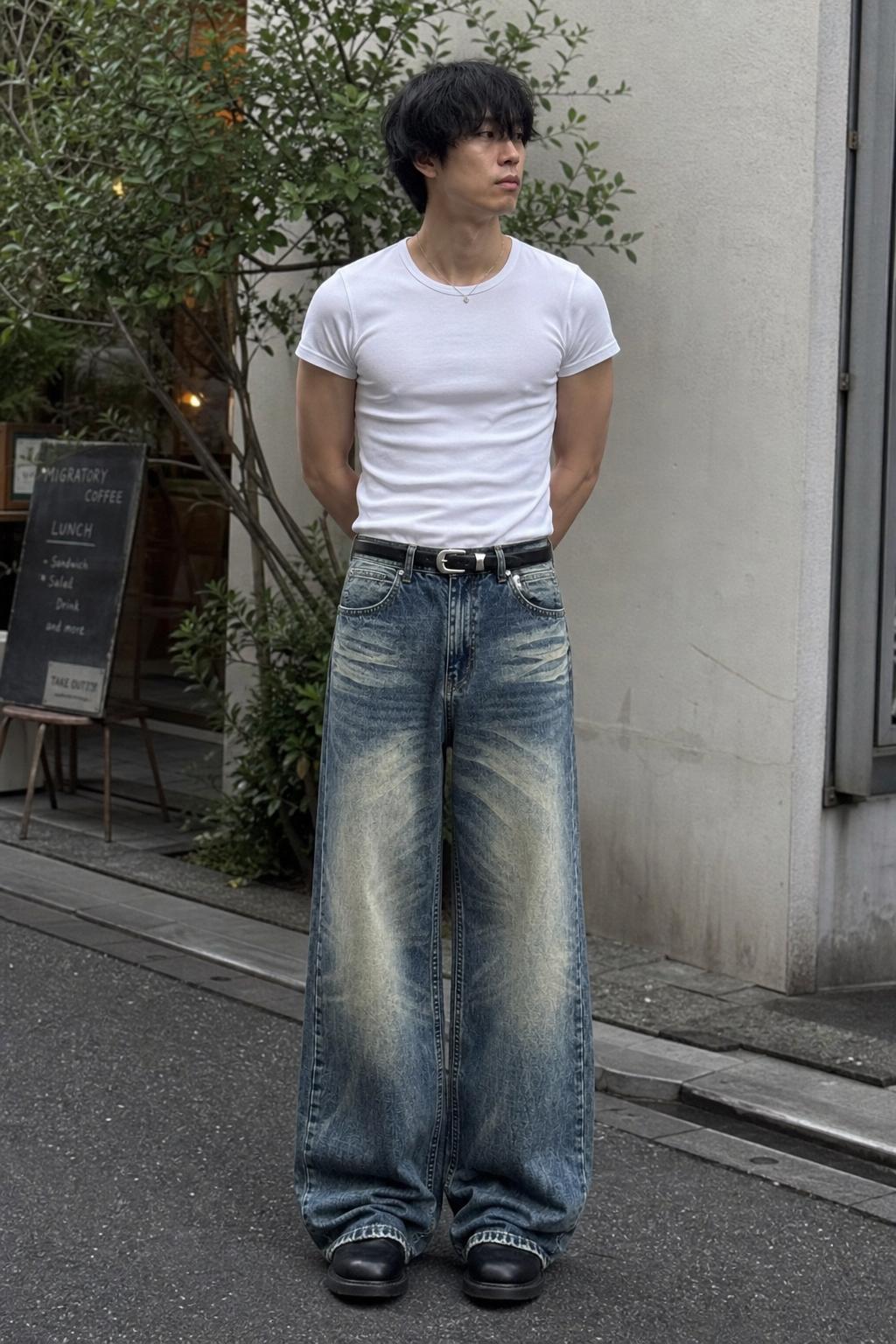 Distressed Wide Denim Jeans male UGC showcase 2