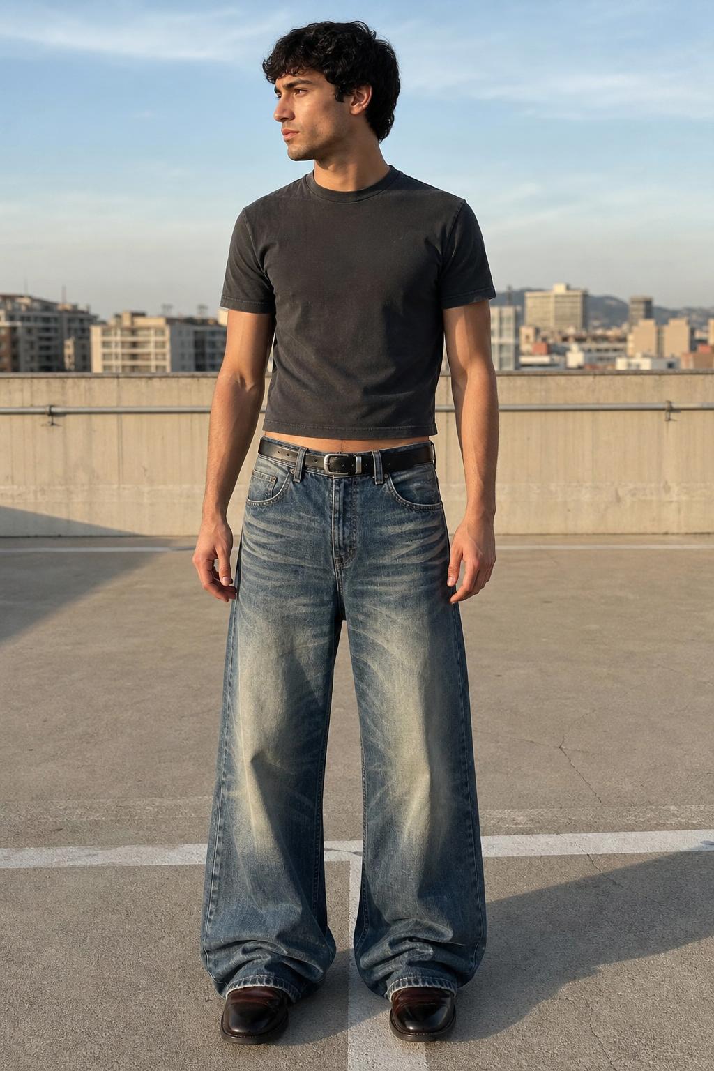 Distressed Wide Denim Jeans male UGC showcase 4