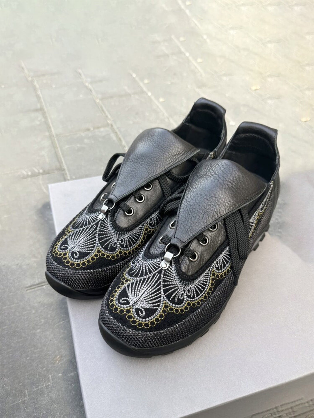 Olive Embroidered Chunky Runner Sneakers - View 6