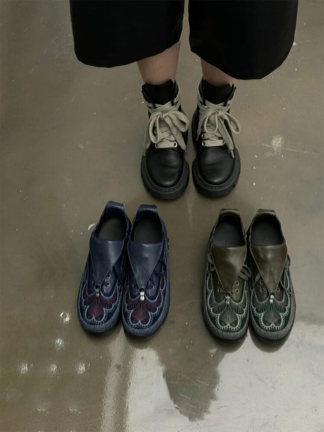 Olive Embroidered Chunky Runner Sneakers - View 8