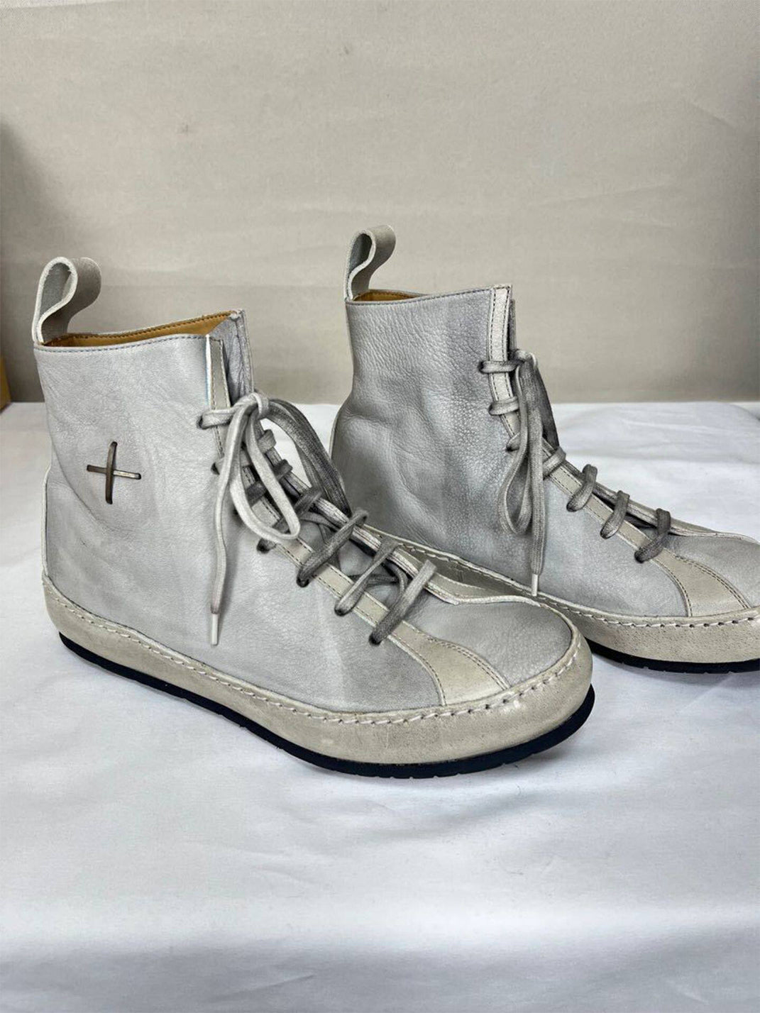 Metallic Pointed-Toe Lace-Up Boots - View 5