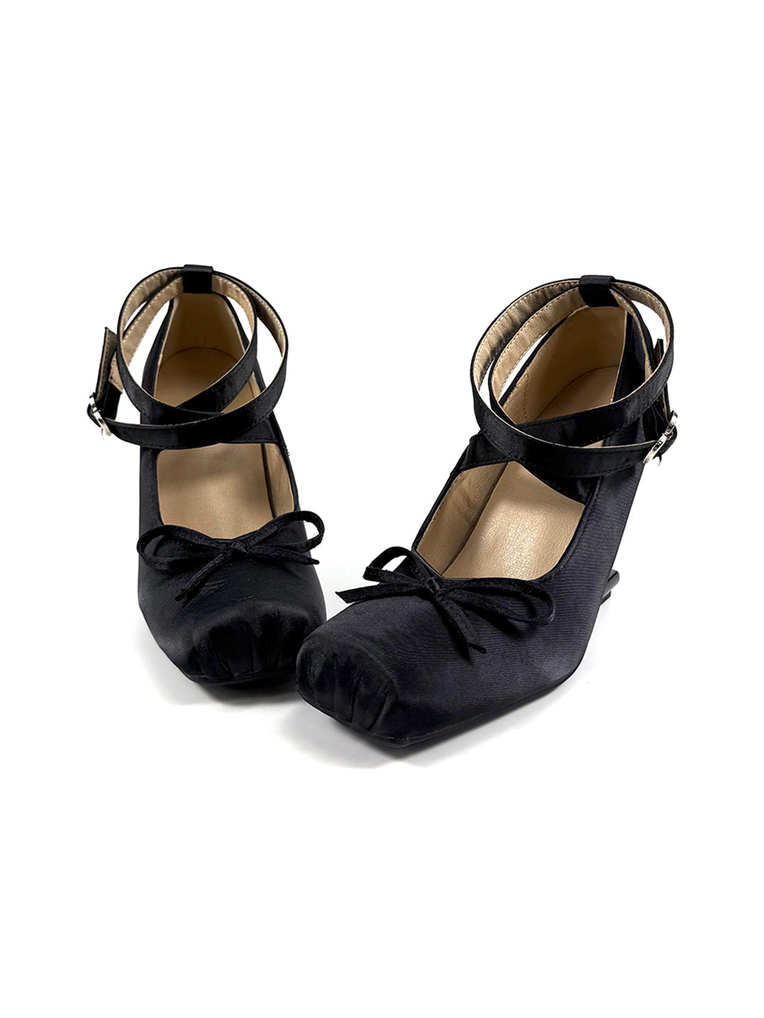 Bow-Strap Sculptural 9cm Satin Pumps - View 5