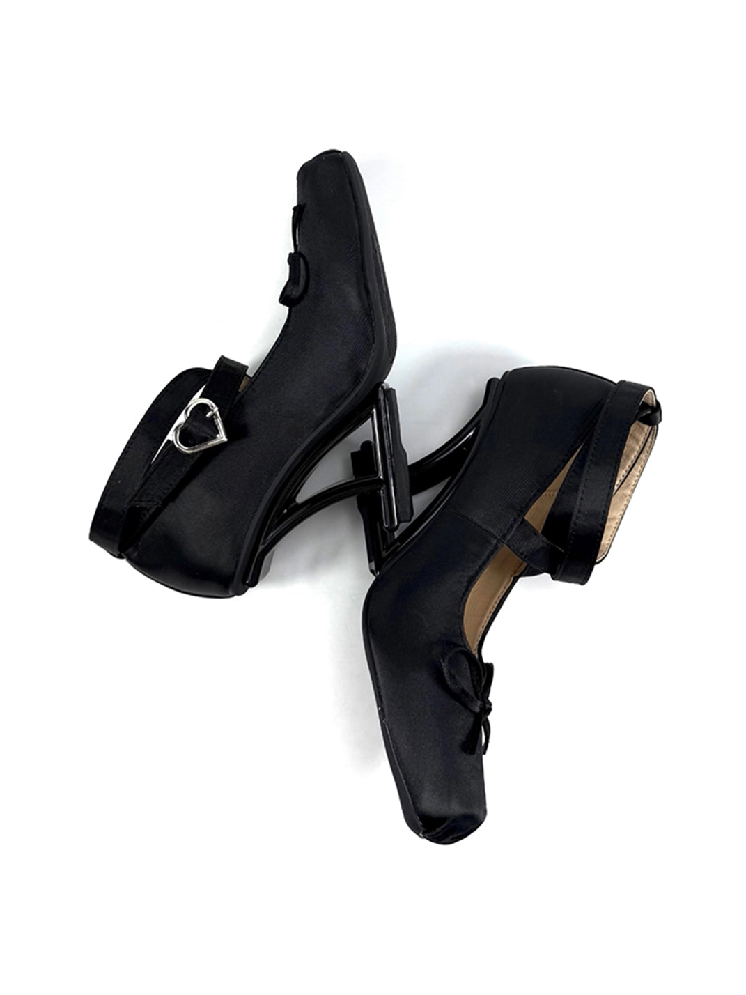 Bow-Strap Sculptural 9cm Satin Pumps - View 9