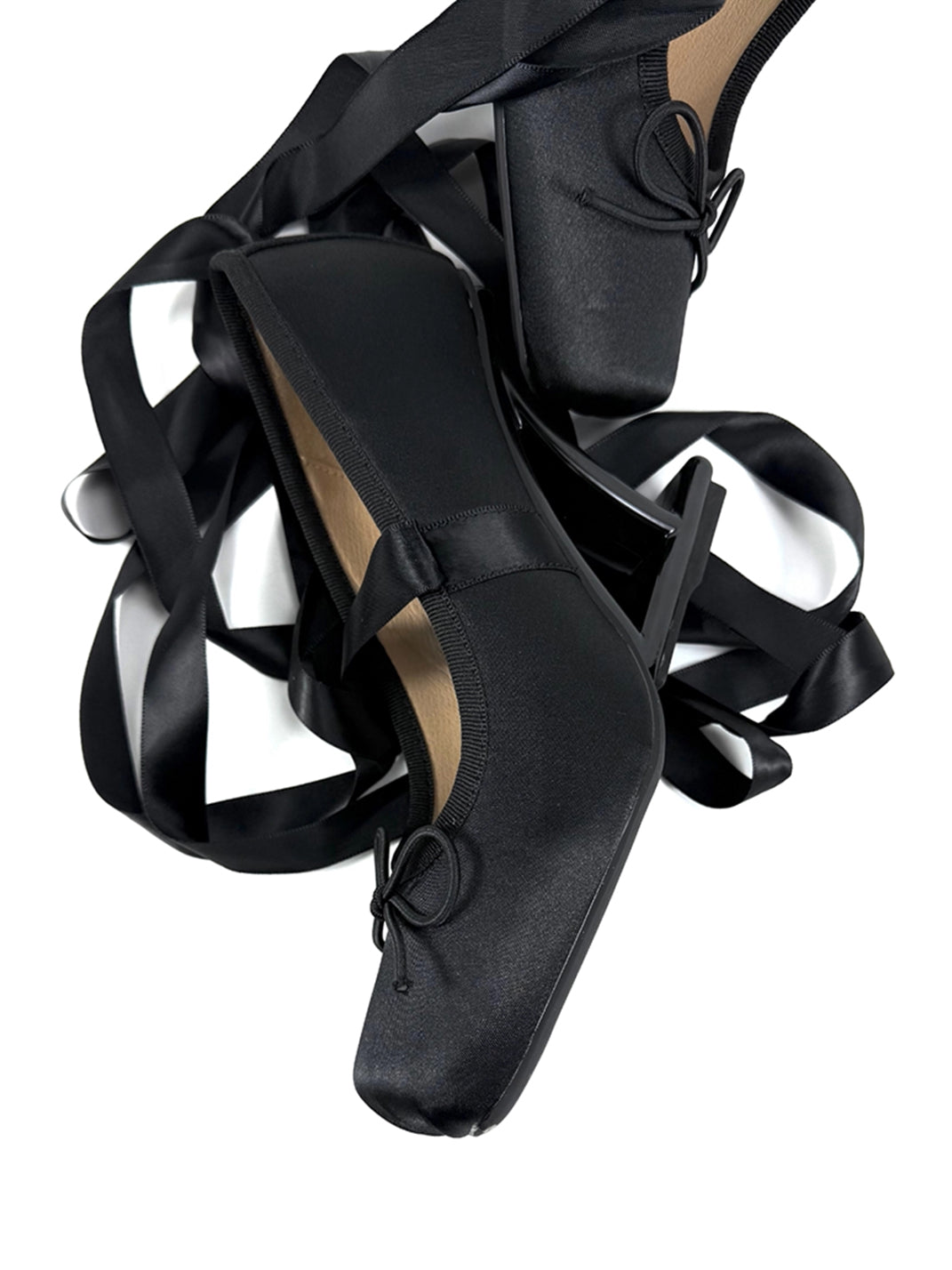 Bow-Strap Sculptural 9cm Satin Pumps - View 12