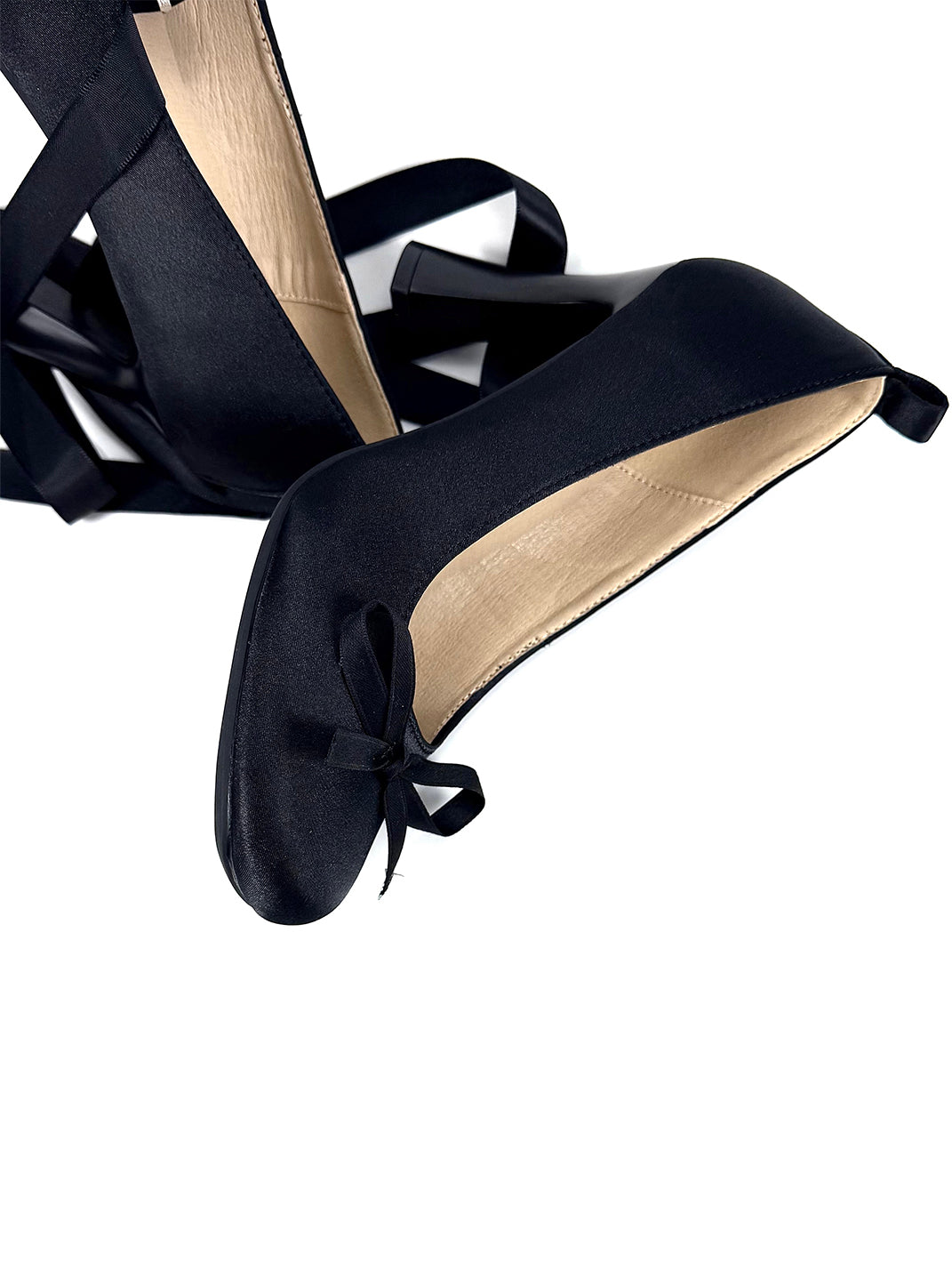 Ribbon-Lace Satin 9cm Bow Pumps - View 4