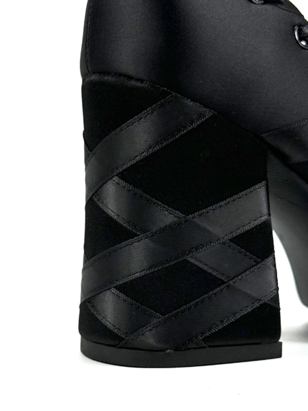 Satin Ribbon-Lace 9cm Platform Pumps - View 9