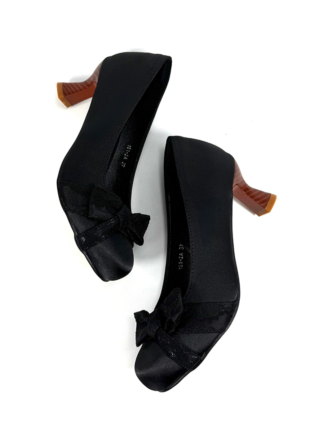 Bow-Toe Sculpted Cup-Heel Satin Pumps - View 4