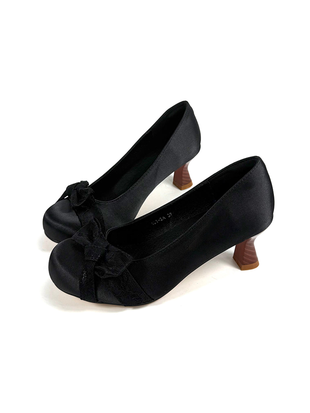 Bow-Toe Sculpted Cup-Heel Satin Pumps - View 6