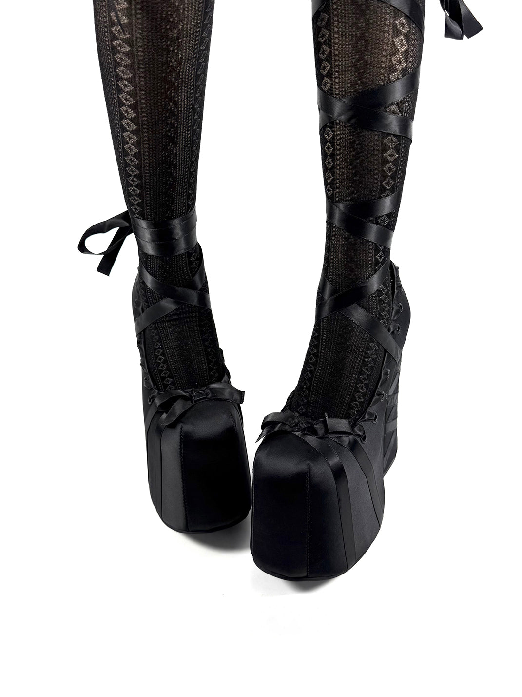 Ribbon-Lace 16cm Platform Pumps - View 2