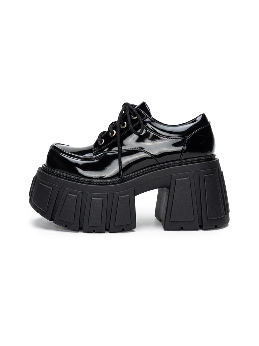 Patent Chunky Platform Derby Heels