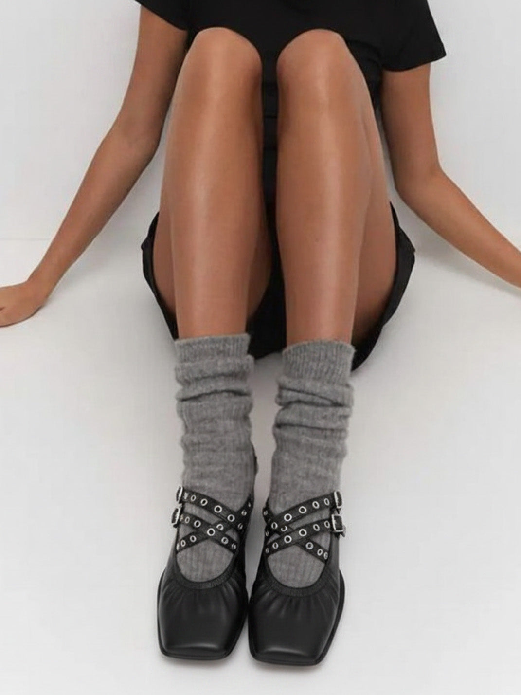 Multi-Strap Square-Toe Mary Jane Flats - View 4