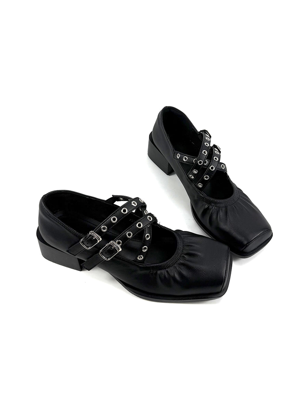 Multi-Strap Square-Toe Mary Jane Flats - View 6