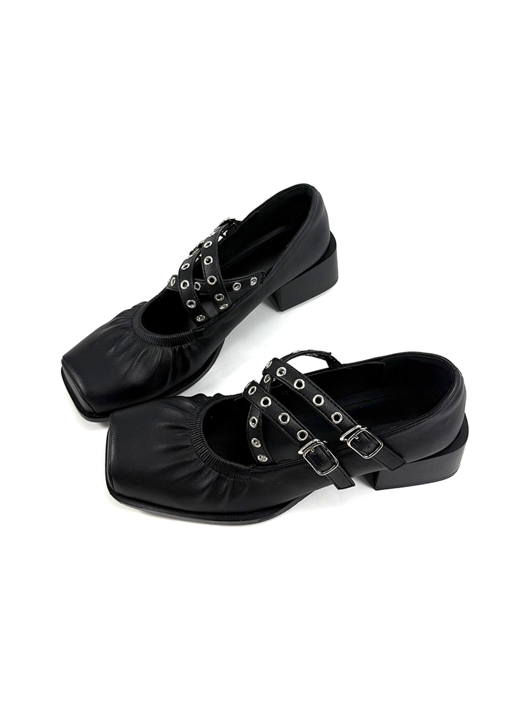 Multi-Strap Square-Toe Mary Jane Flats - View 7