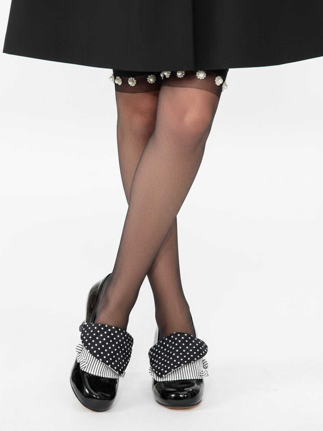Polka-Dot Bow Patent Mid-Heel Pumps - View 3