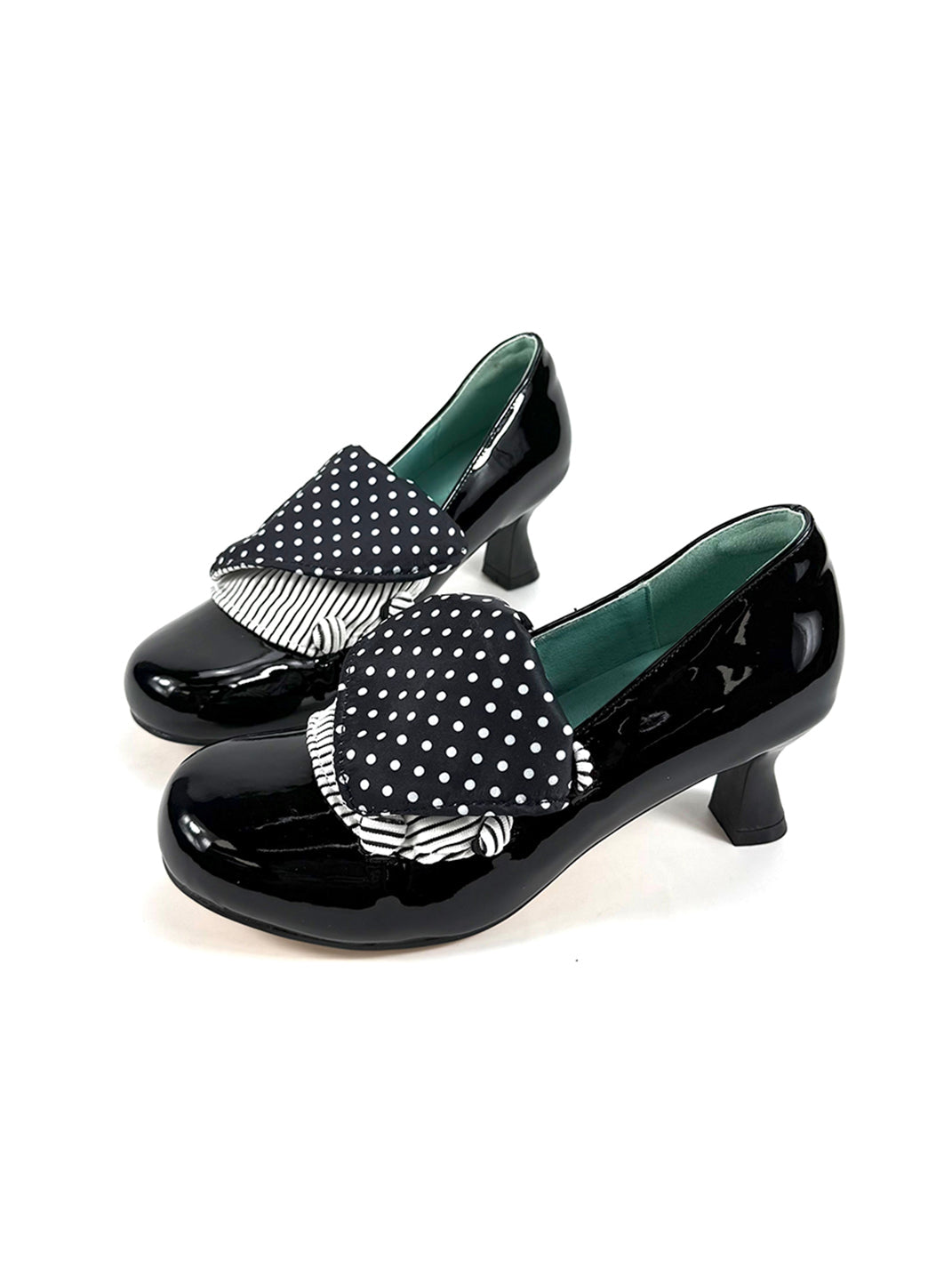Polka-Dot Bow Patent Mid-Heel Pumps - View 6