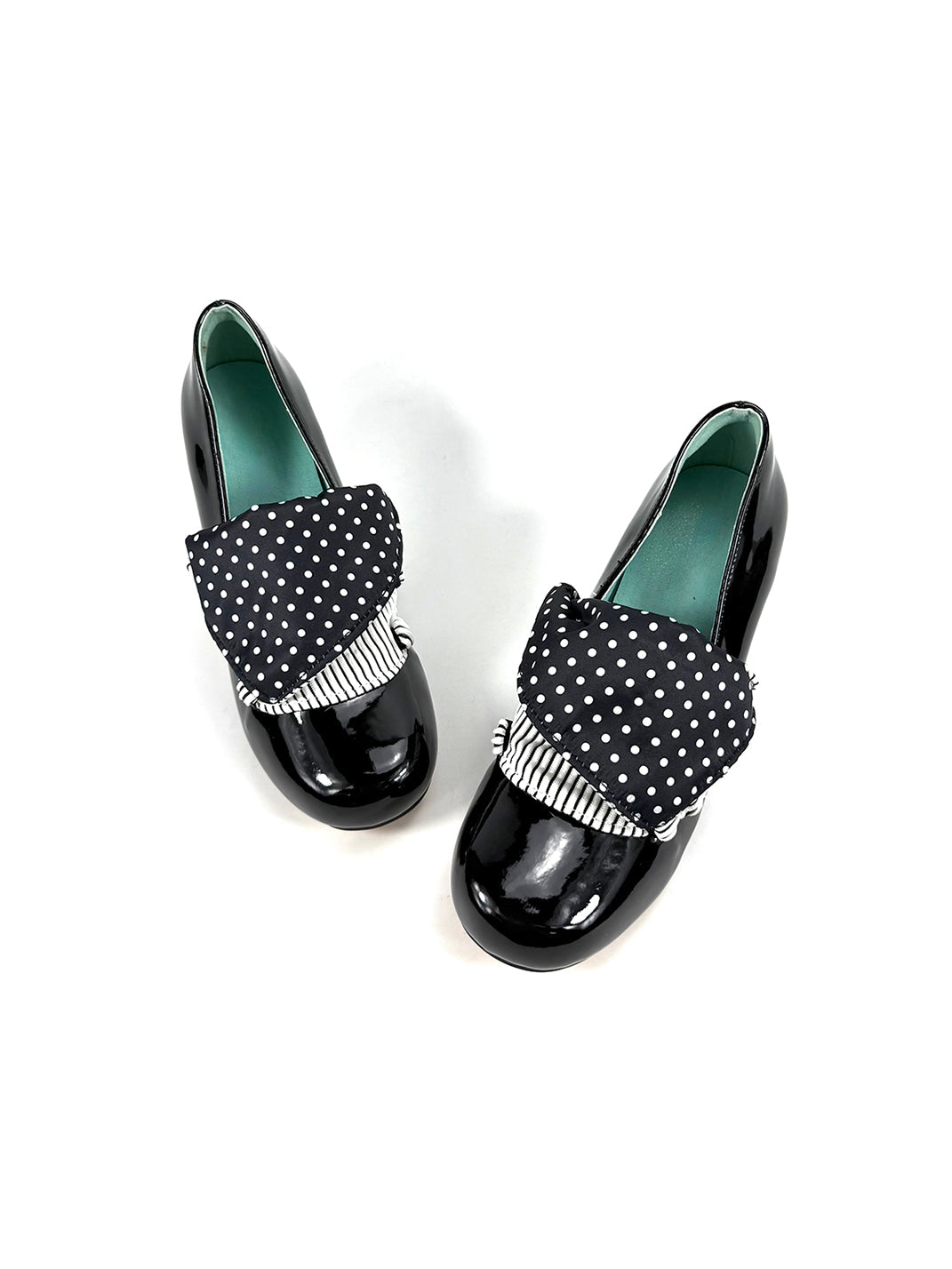 Polka-Dot Bow Patent Mid-Heel Pumps - View 7
