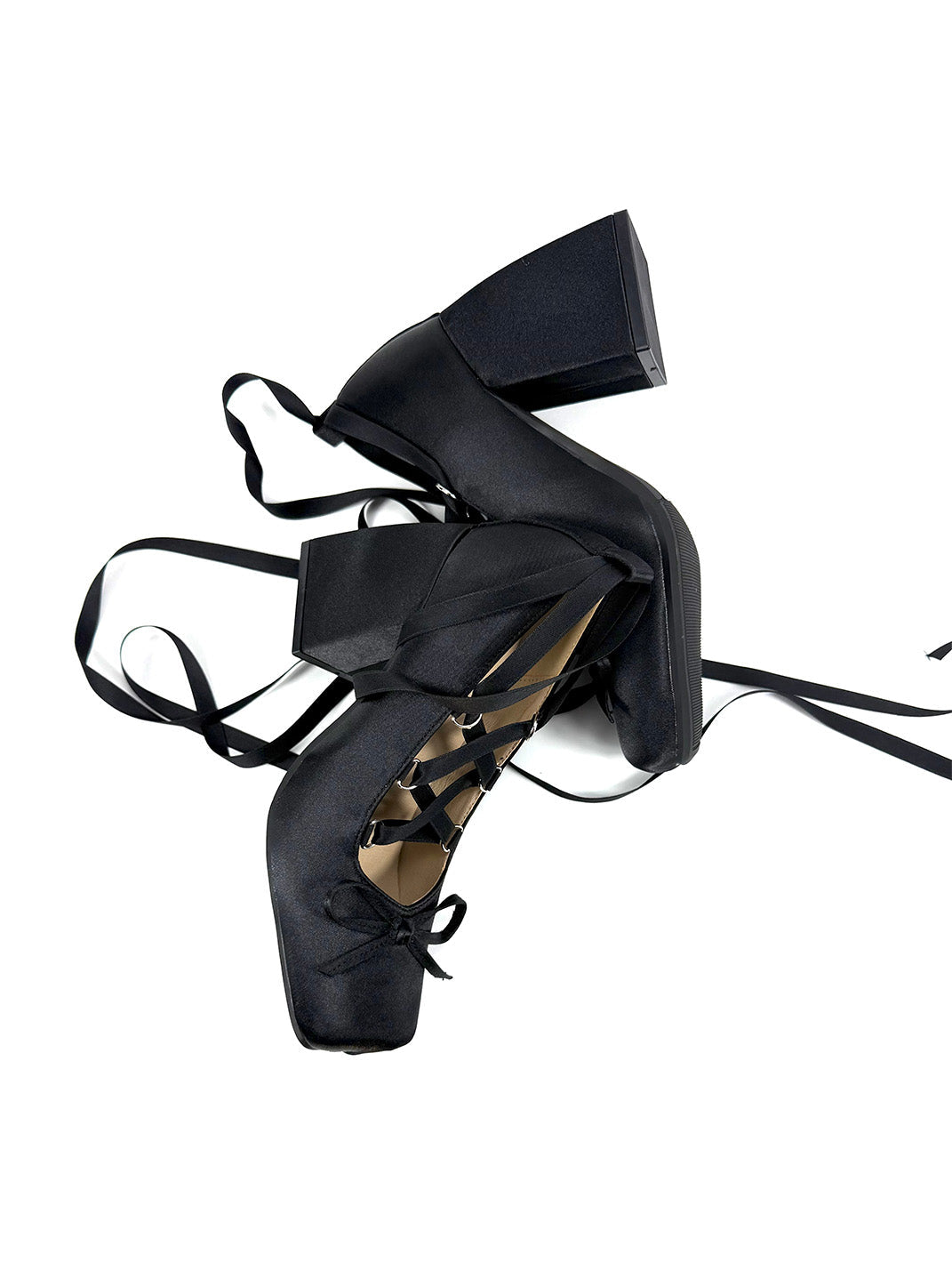 Bow-Tied Satin 9 cm Mary Jane Pumps - View 8