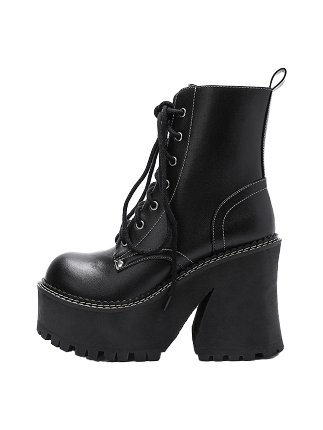 Daisy-Lace Platform Combat Ankle Boots