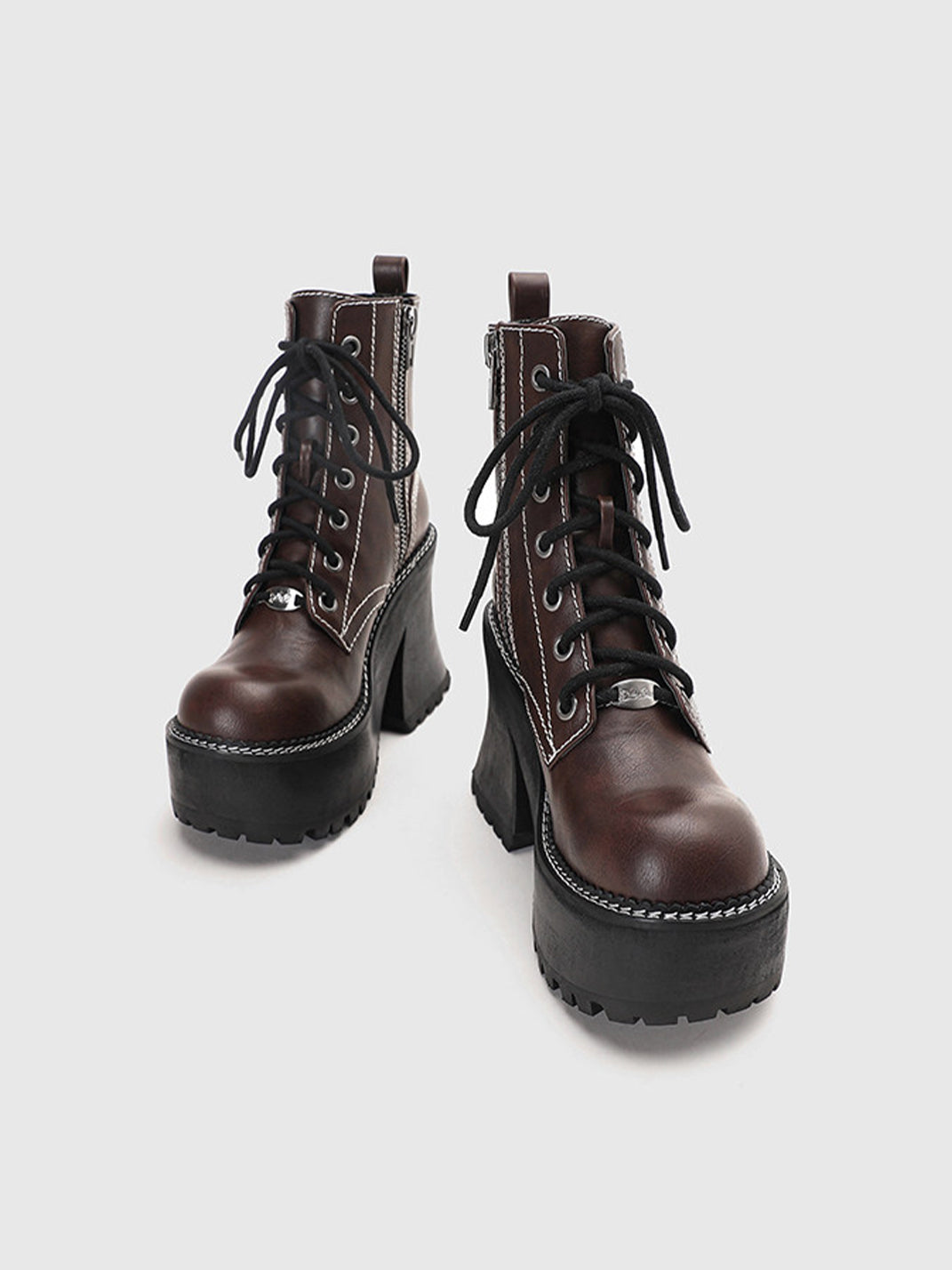 Daisy-Lace Platform Combat Ankle Boots - View 12