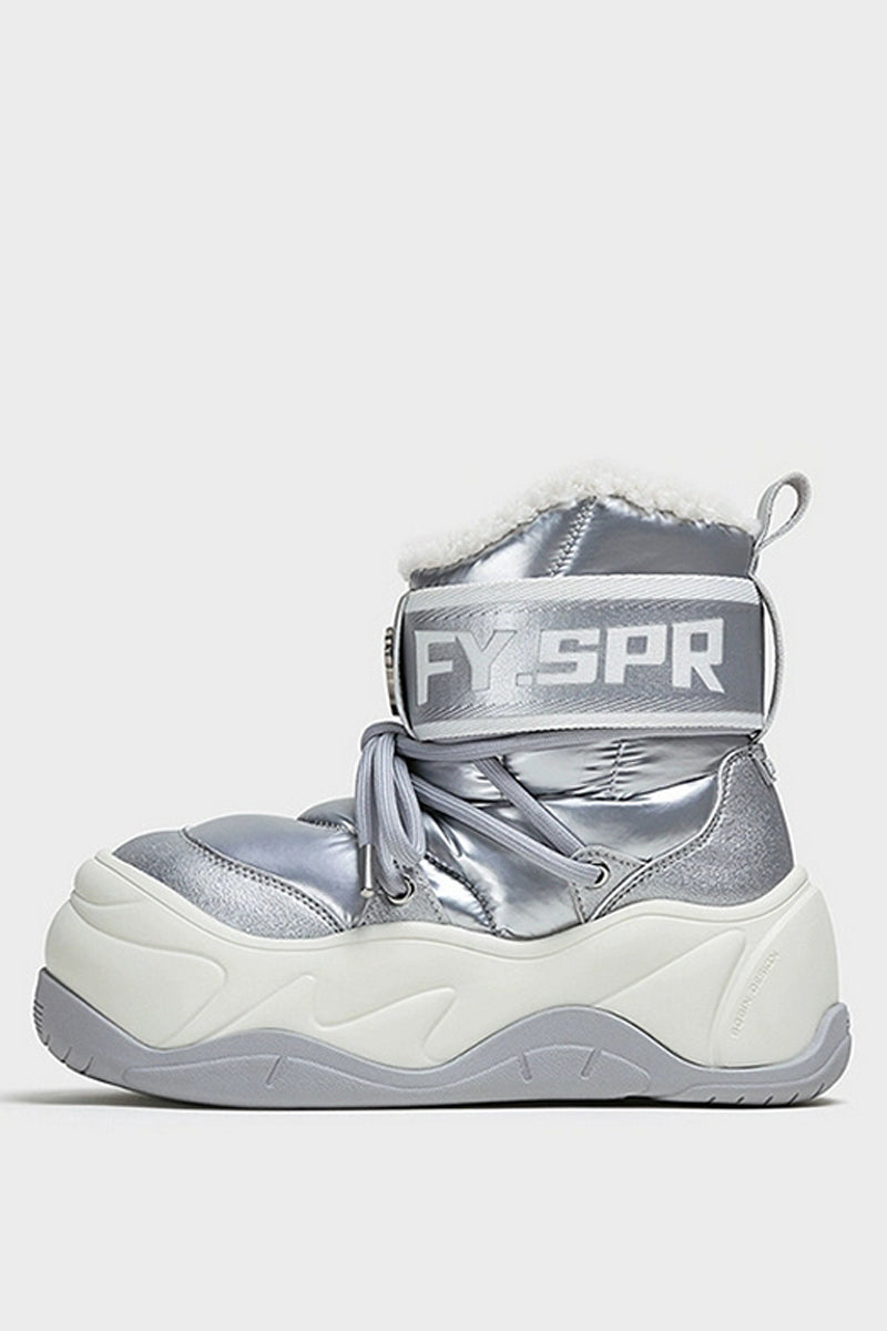 Metallic Waterproof Snow Boots - Plush-Lined Winter Footwear