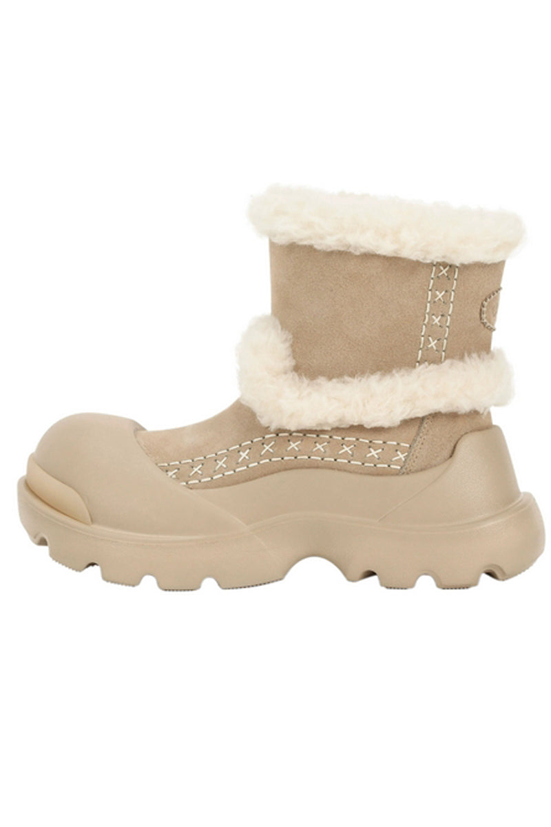 Beige Faux Fur Lined Winter Boot