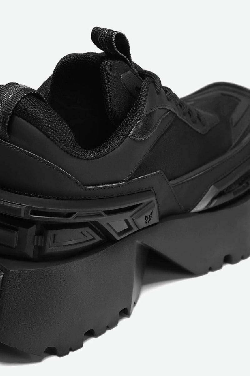 Square-Toe Platform Chunky Sneakers