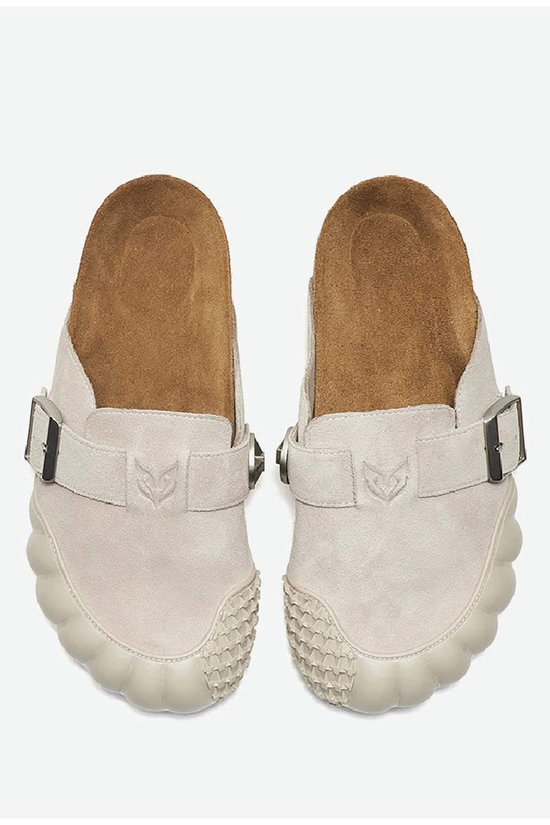 Leather Suede Chunky Platform Clogs