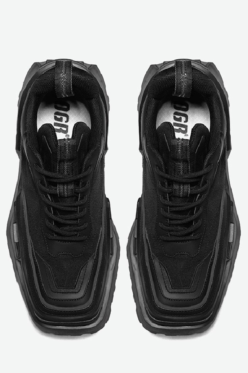 Square-Toe Platform Chunky Sneakers