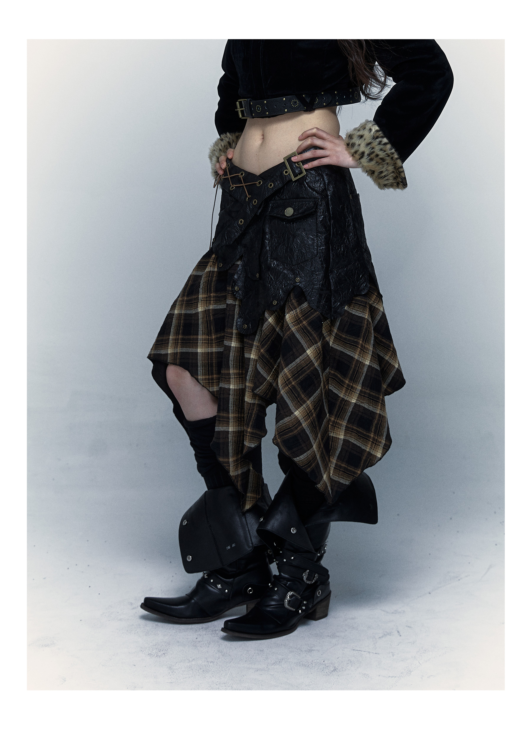 Rebel Tartan Asymmetrical Skirt - chiclara