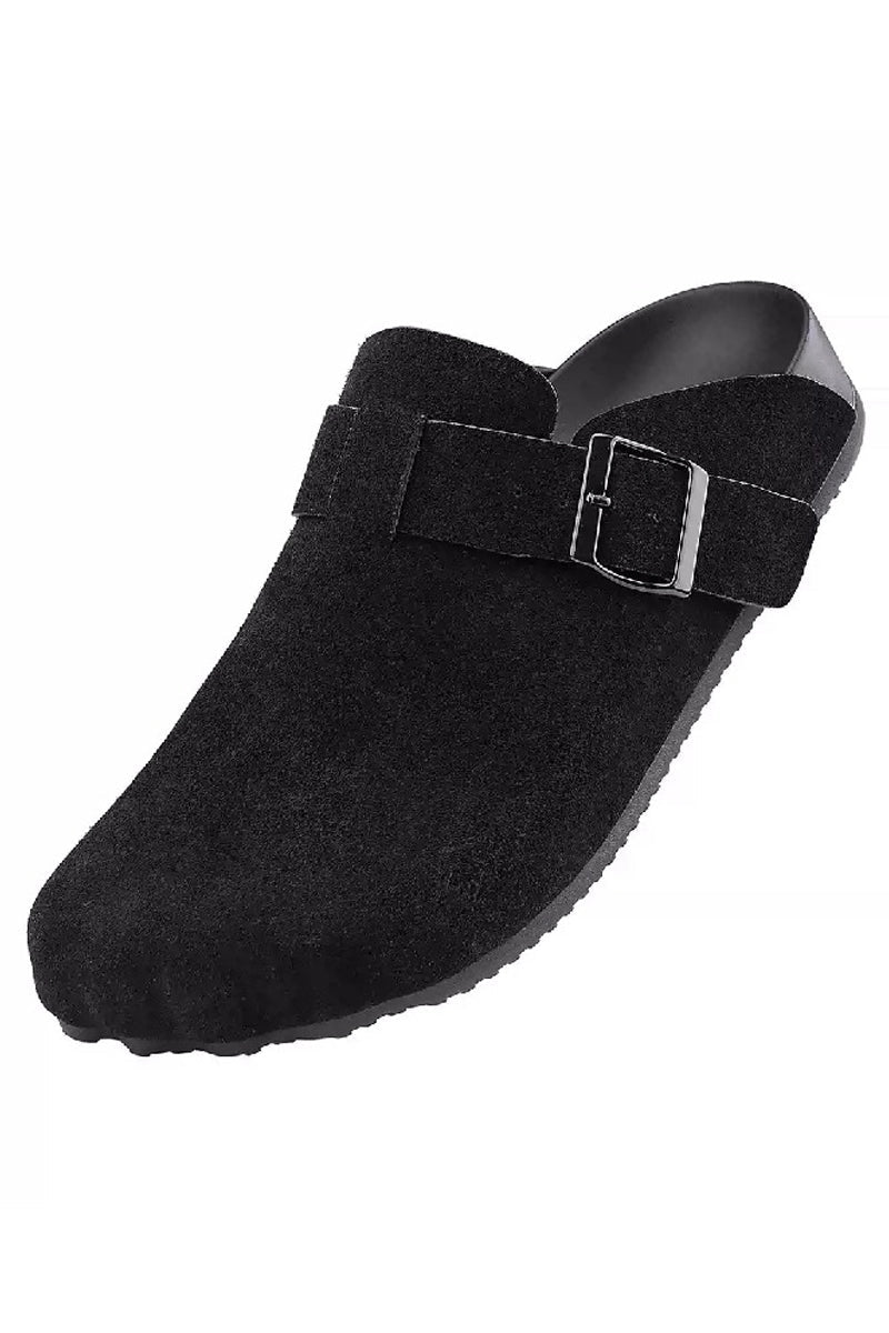 Ergonomic Suede Buckle Clog