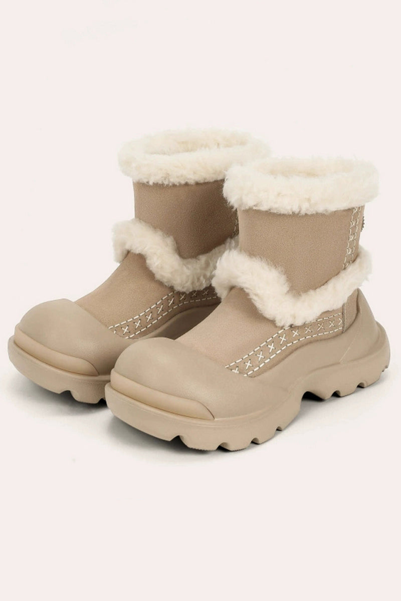 Beige Faux Fur Lined Winter Boot