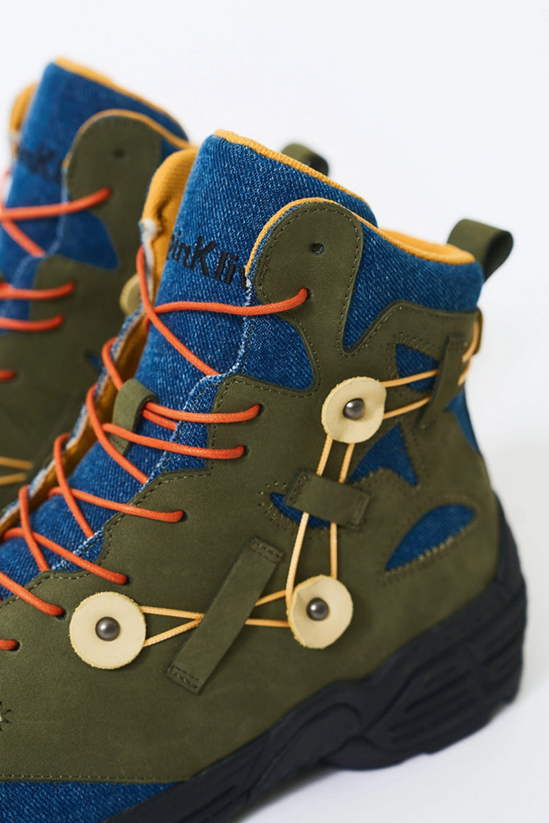 Green Denim Outdoor Hiking Boots