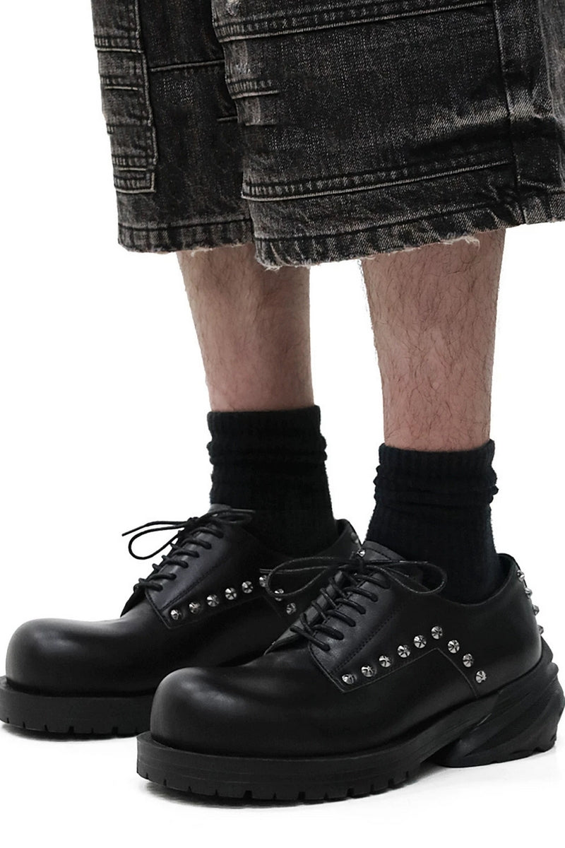Studded Black Platform Derby Shoes