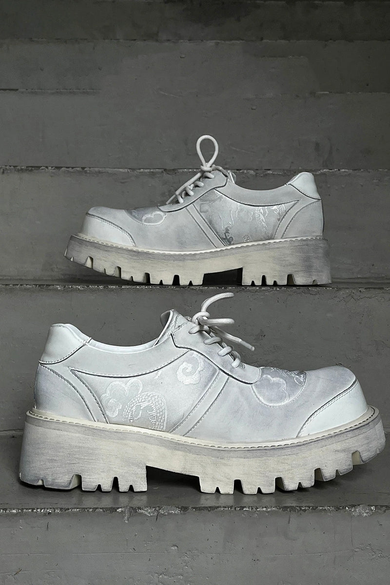 White Platform Combat Oxford Shoes