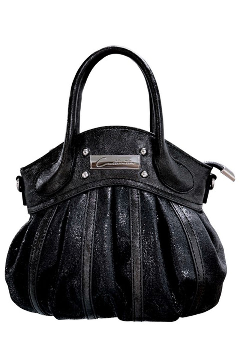 Metallic Pleated Satchel Handbag