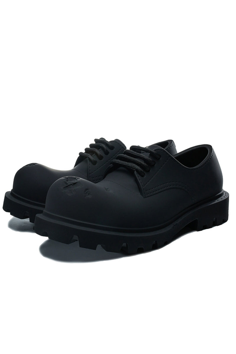 Triple Black Matte Platform Derby Shoes with Lug Sole