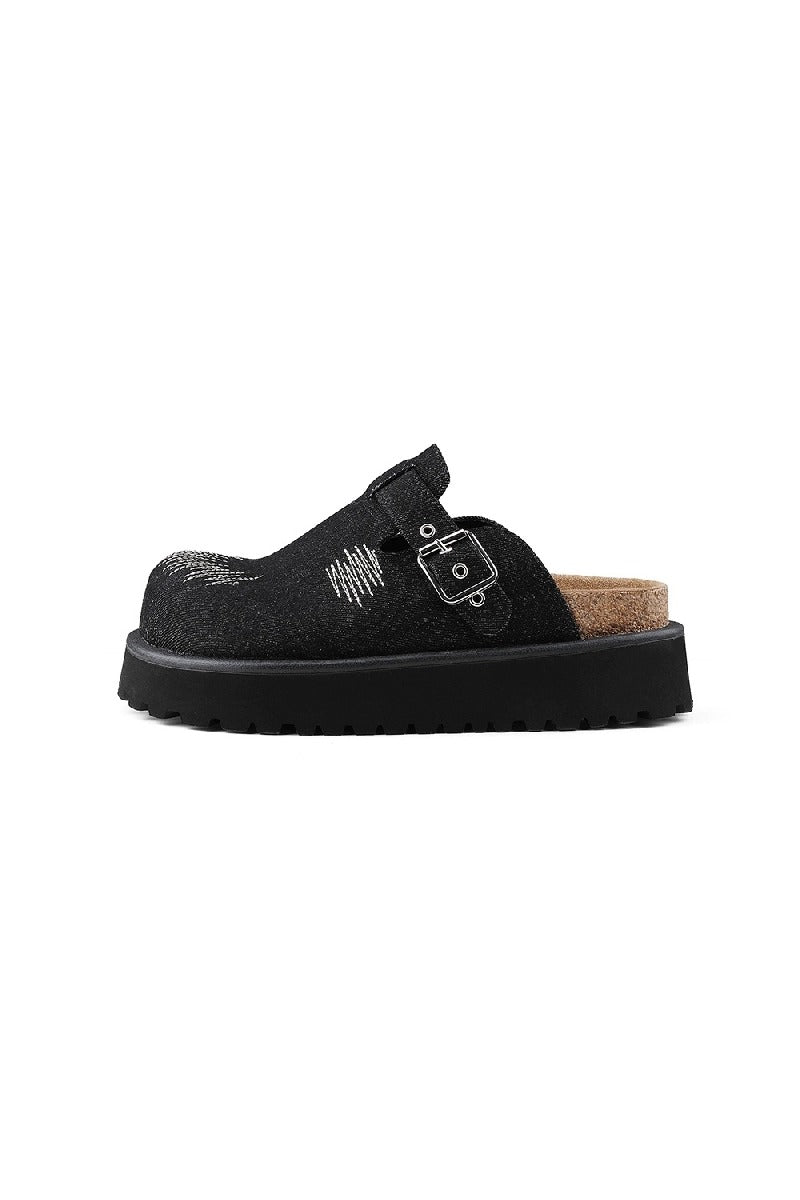 Embroidered Platform Clogs
