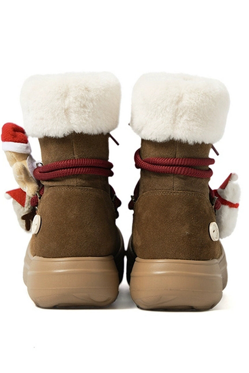Holiday Winter Boot Brown with Gingerbread Man Charm