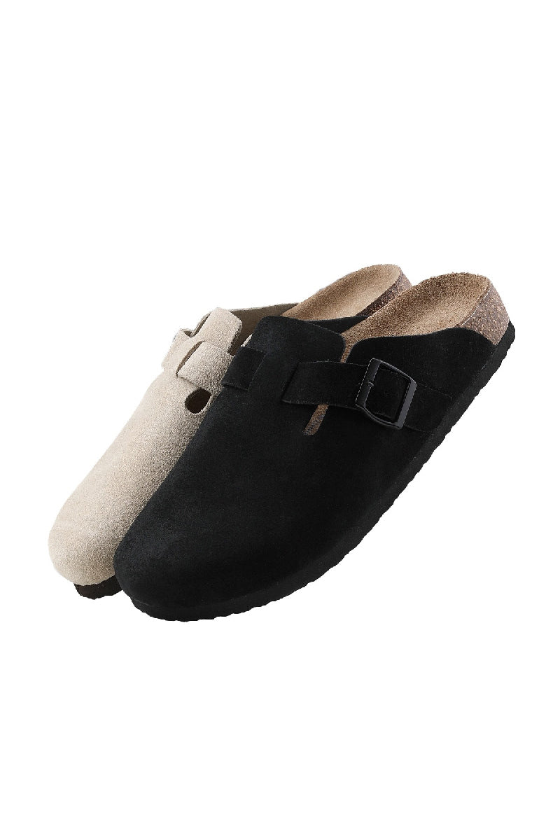 Cork Sole Suede Slip-On Clogs