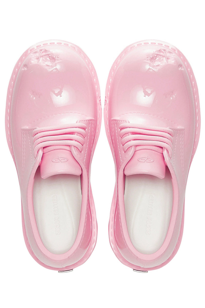 Pink Platform Derby Shoes with Lug Sole